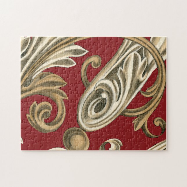 Elegant Botanical Motif with Tan Foliage Jigsaw Puzzle (Horizontal)