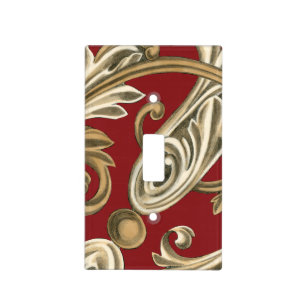 Elegant Botanical Motif with Tan Foliage Light Switch Cover
