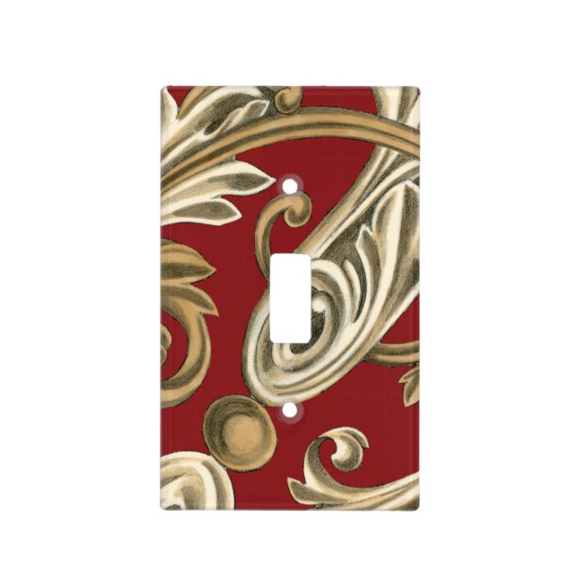 Elegant Botanical Motif with Tan Foliage Light Switch Cover (Front)