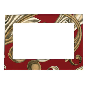 Elegant Botanical Motif with Tan Foliage Magnetic Photo Frame