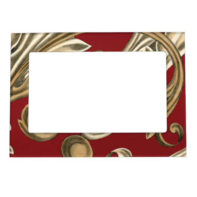 Elegant Botanical Motif with Tan Foliage Magnetic Photo Frame (Front)