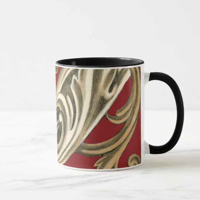 Elegant Botanical Motif with Tan Foliage Mug (Right)