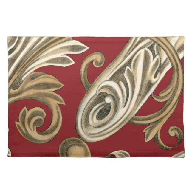 Elegant Botanical Motif with Tan Foliage Placemat (Front)