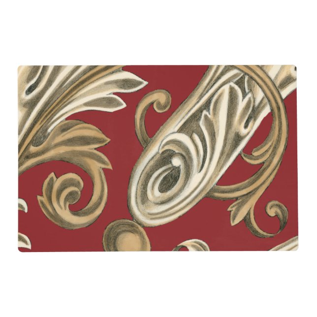 Elegant Botanical Motif with Tan Foliage Placemat (Front)