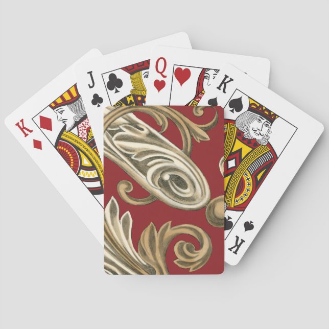 Elegant Botanical Motif with Tan Foliage Poker Cards (Back)