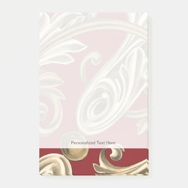 Elegant Botanical Motif with Tan Foliage Post-it Notes (Front)