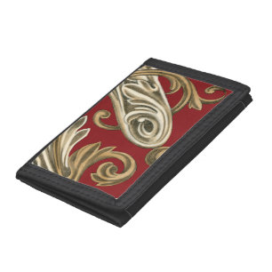 Elegant Botanical Motif with Tan Foliage Tri-fold Wallet