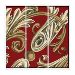 Elegant Botanical Motif with Tan Foliage Triptych