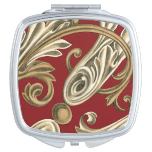 Elegant Botanical Motif with Tan Foliage Vanity Mirror