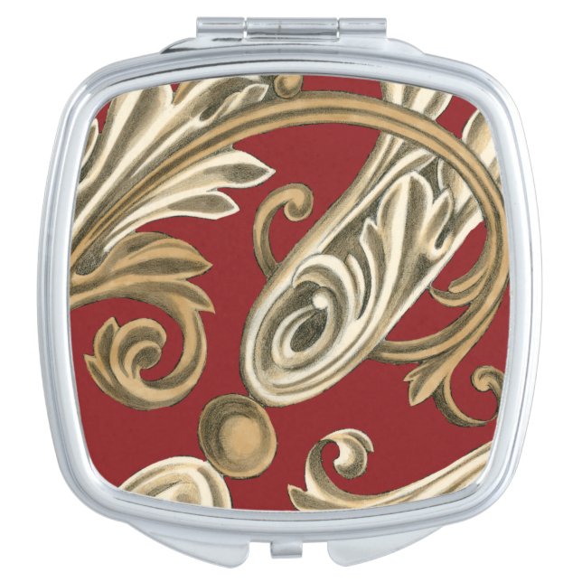 Elegant Botanical Motif with Tan Foliage Vanity Mirror (Front)