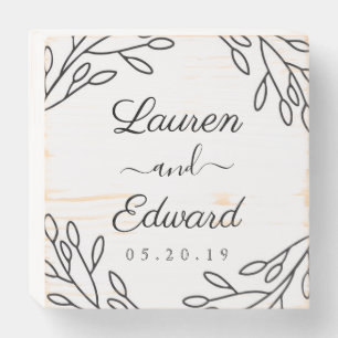 Elegant Botanical Mr. and Mrs. Wedding Table Wooden Box Sign
