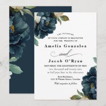 Elegant Botanical Navy Blue Wedding