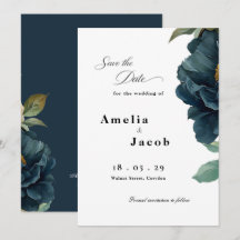 Elegant Botanical Navy Blue Wedding