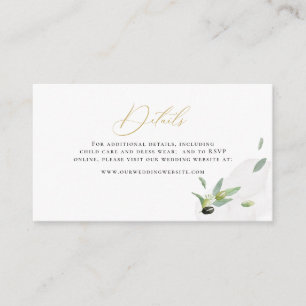 Elegant Botanical Olive Branch Details Enclosure Card