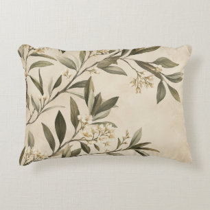 Elegant Botanical Olive Branch Throw Pillow