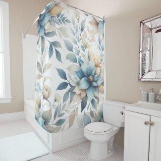 Elegant Botanical Pastel Blue Yellow 
