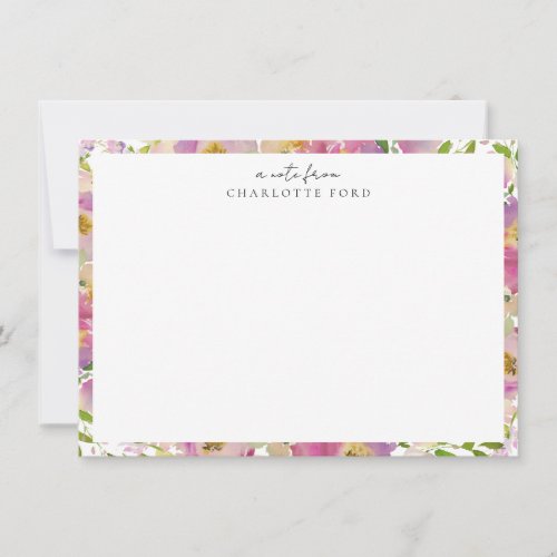 Elegant Botanical Pastel Blush Pink Floral Frame Note Card