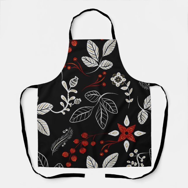 Elegant botanical pattern apron (Front)