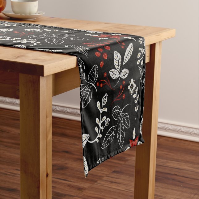 Elegant botanical pattern short table runner (In Situ)