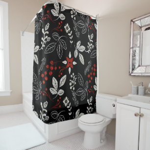 Elegant botanical pattern shower curtain