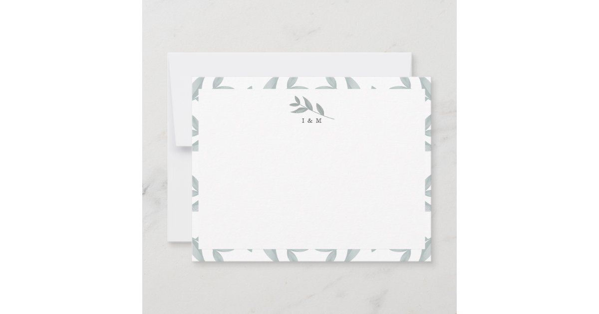 Elegant Botanical Personalized Monogram Stationery Note Card | Zazzle