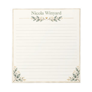 Elegant Botanical Personalized Notepad Cover