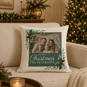 Elegant Botanical Photo Christmas Pillow