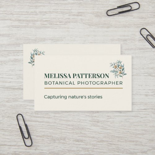 Elegant Botanical Photographer Business Card