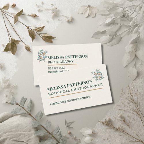 Elegant Botanical Photographer Business Card