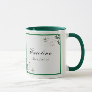 Elegant Botanical Pink Blossom Bridesmaid Mug