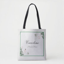 Elegant Botanical Pink Blossom Bridesmaid Tote Bag