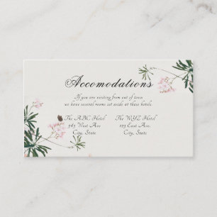 Elegant Botanical Pink Blossom Information Enclosure Card