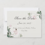 Elegant Botanical Pink Blossom Save the Dates Card