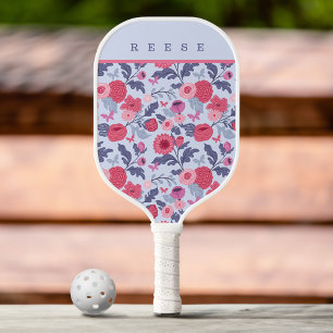 Elegant Botanical Pink & Purple Floral Custom Pickleball Paddle