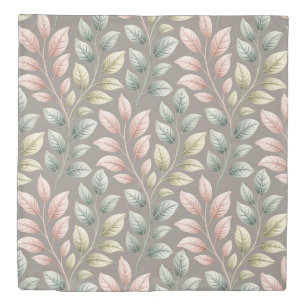 Elegant Botanical Pink & Sage Leaf Pattern Duvet Cover