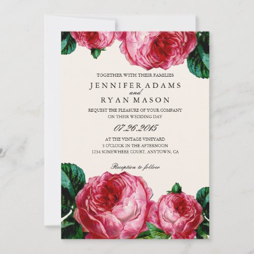 VINTAGE FLORAL DECOUPAGE WEDDING INVITATION