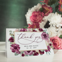 Elegant Botanical Plum Floral Wedding Thank You Card