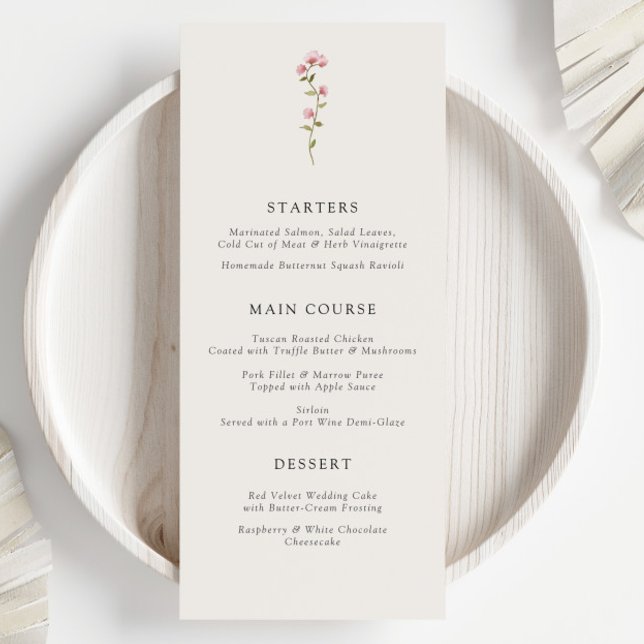 Elegant Botanical Reception Wildflower Dining Menu (Creator Uploaded)