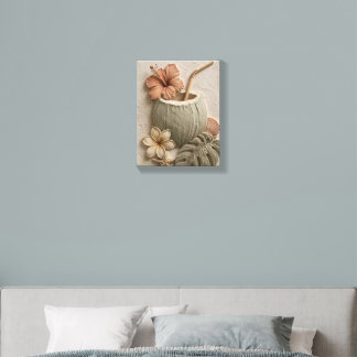 Elegant Botanical Relief Wall Art Print Canvas Photo Tile