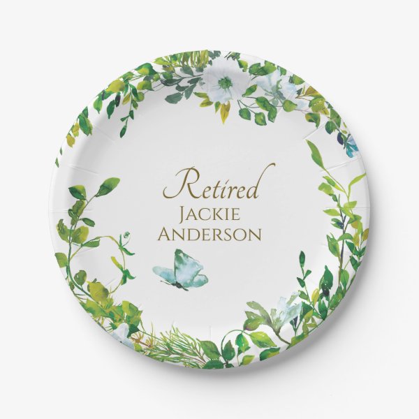 Elegant Botanical RETIRED RETIREMENT Party Plates