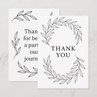 Elegant Botanical Ribbon Flow Thank You Card