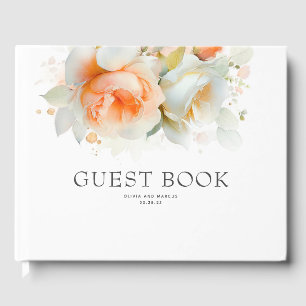 Elegant Botanical Rose Flowers Boho Wedding Guest Book