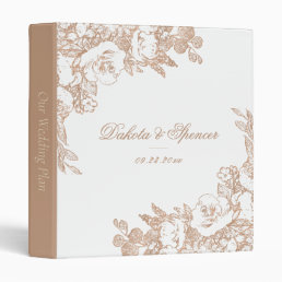 Elegant Botanical | Rose Gold Wedding Scrapbook 3 Ring Binder