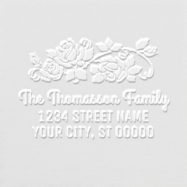 Elegant Botanical Roses #2 Floral Name Address Embosser (Design)