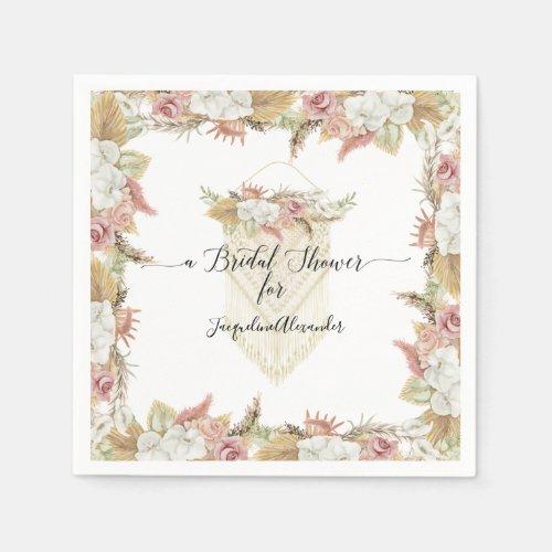 Elegant Botanical Rustic Greenery Floral Bridal Napkins