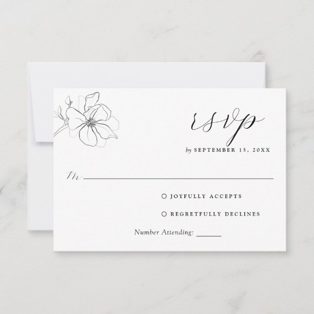 Elegant Botanical Rustic RSVP Card (Front)