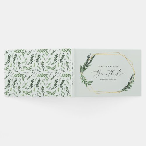 Elegant botanical rustic script modern wedding guest book