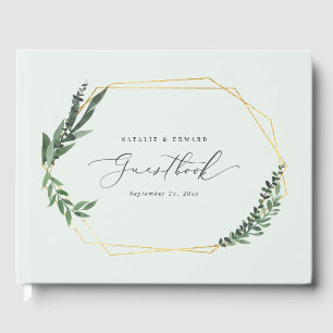 Elegant botanical rustic script modern wedding guest book