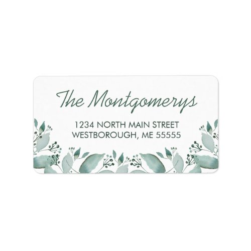 Elegant Botanical Sage Green Leaves Return Address Label