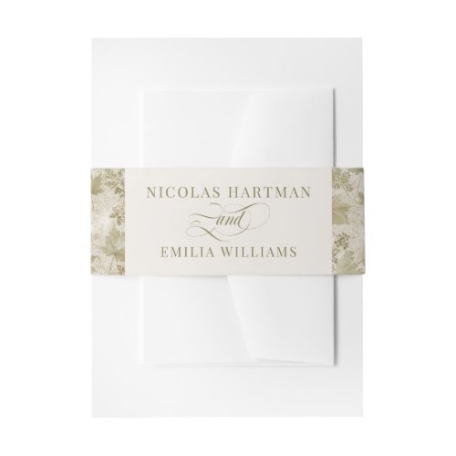 Elegant Botanical Sage Green Wedding Invitation Belly Band